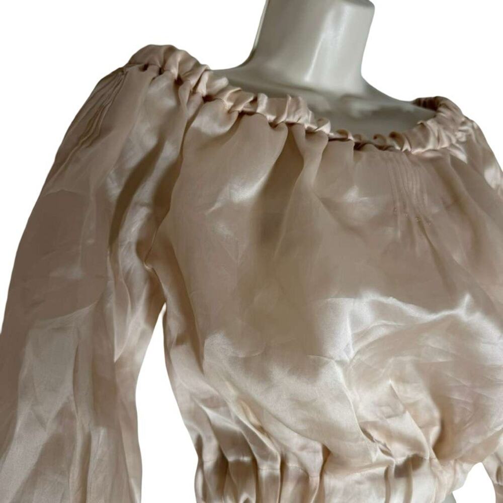 J Crew Collection Womens Pale Pink Off The Shoulder Crop Top Silk Lined sz 4 - Picture 16 of 16